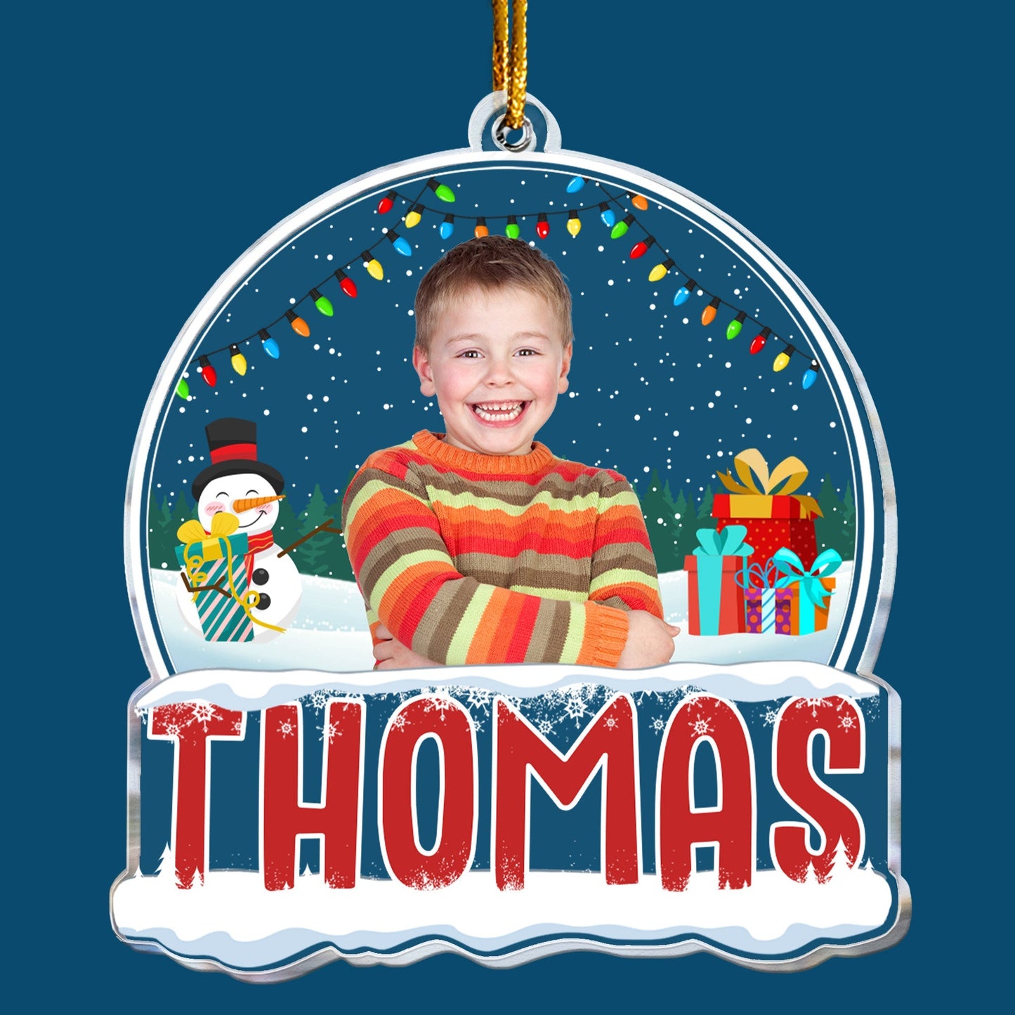 2026 Kids Custom Christmas Names - Personalized Kids Photo Ornament
