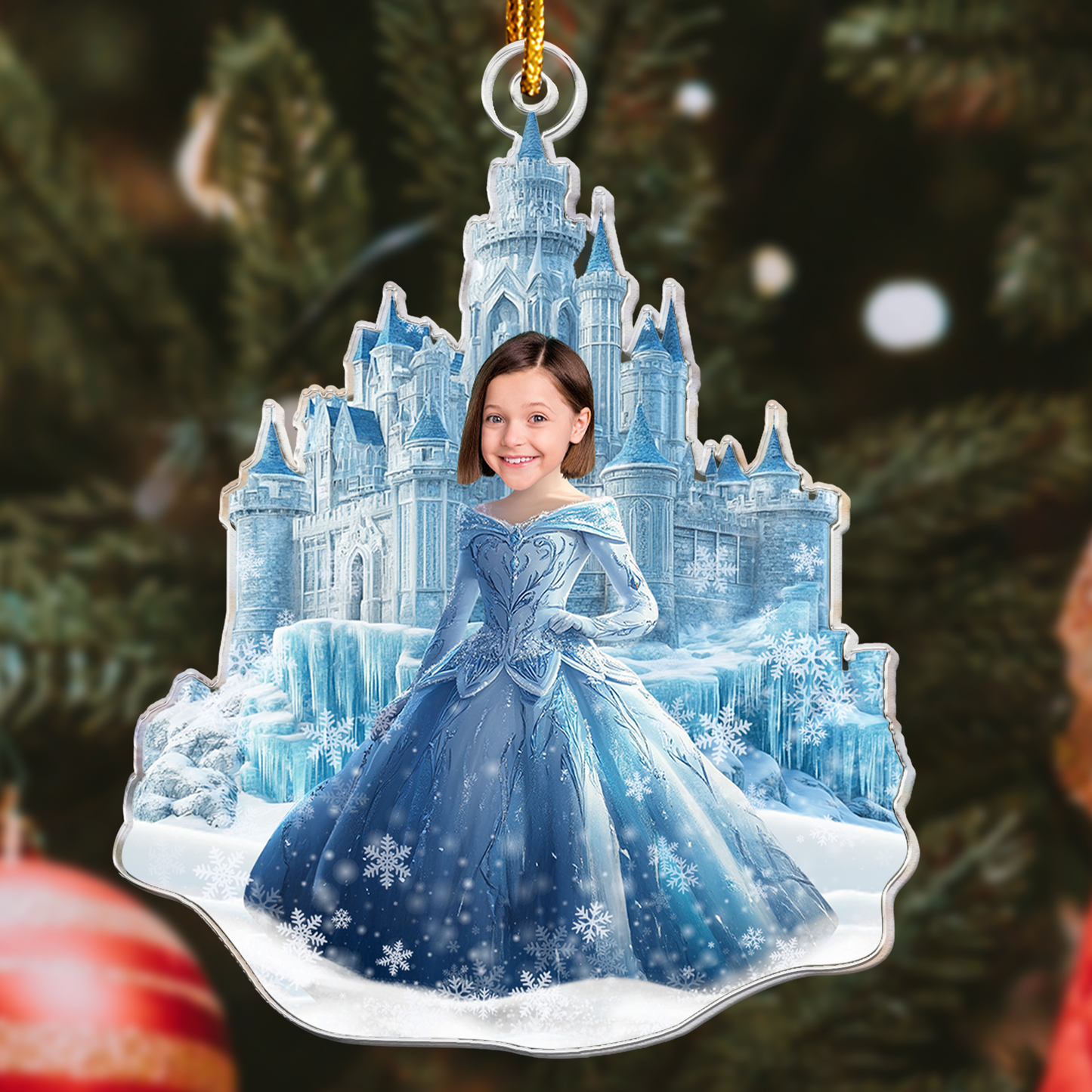Ice Princess - Custom Face Ornament Gifts For Daughter, Girl, Kids - Personalized Acrylic Photo Ornament - Gift For Daughter