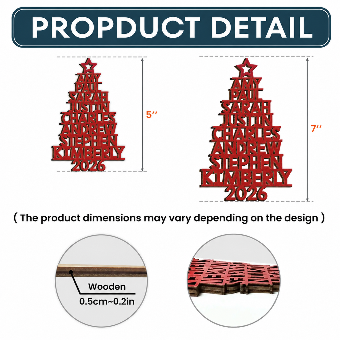 Custom Family Names 2026 Christmas Tree Ornament Up To 14 Names - Personalized Family Ornament