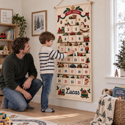 Christmas Advent Calendar with 24 Fillable Pockets – Personalized Reusable Family Countdown