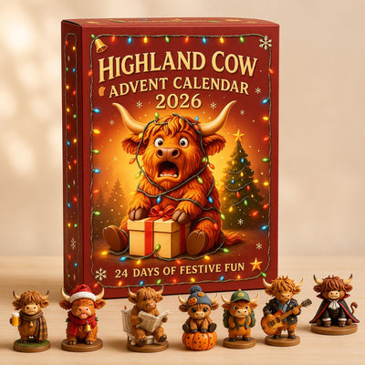 24-Day Highland Cow Advent Calendar 2026 – Cute Mini Cow Figures & Farmhouse Christmas Gift