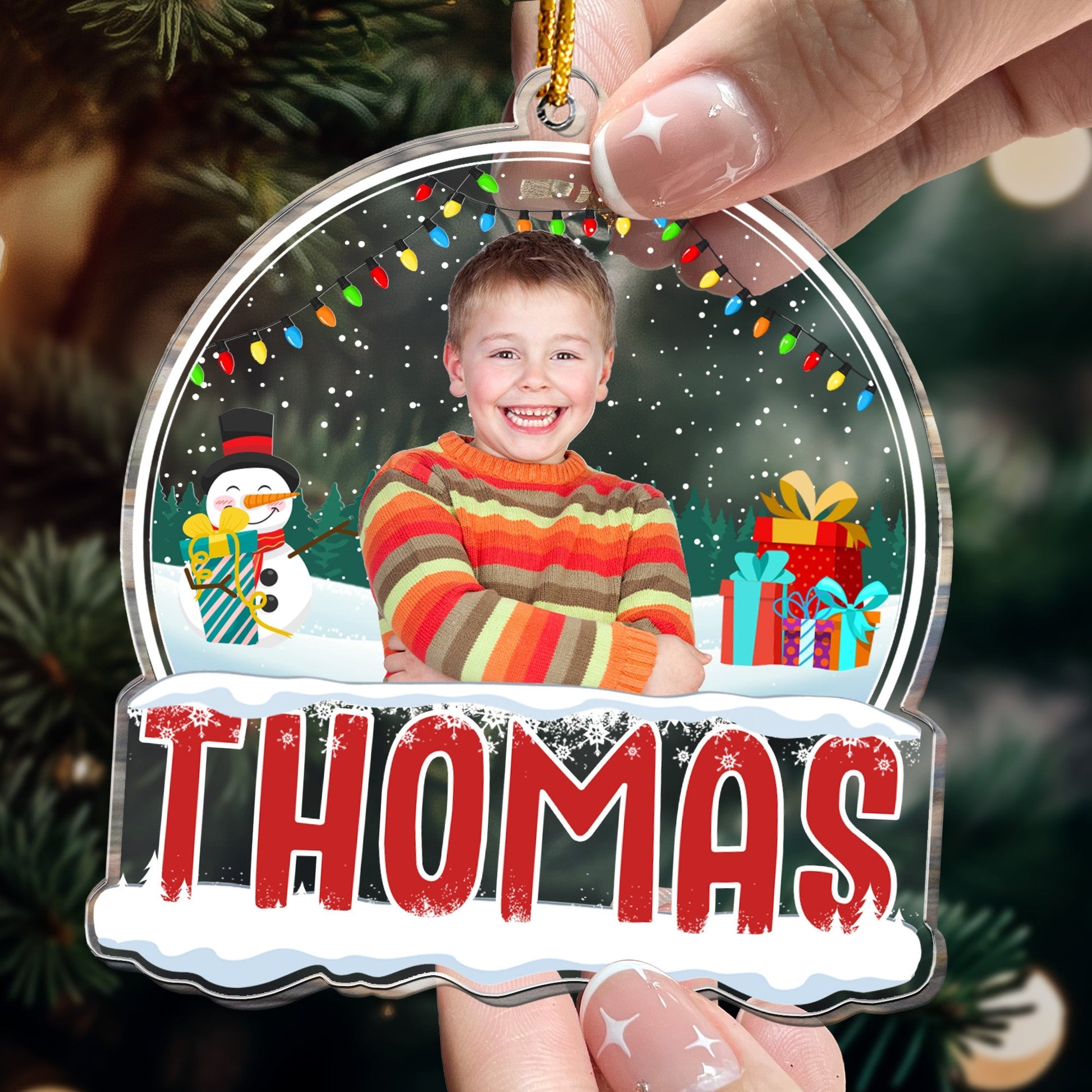 2026 Kids Custom Christmas Names - Personalized Kids Photo Ornament