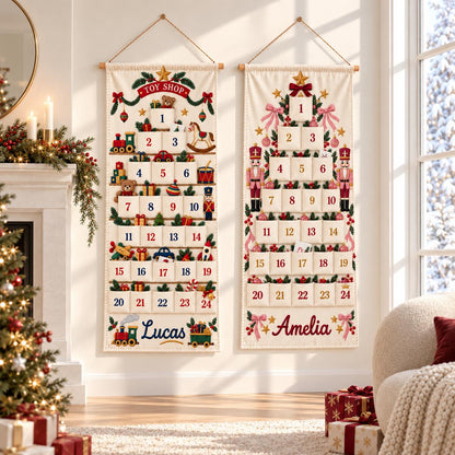 Christmas Advent Calendar with 24 Fillable Pockets – Personalized Reusable Family Countdown