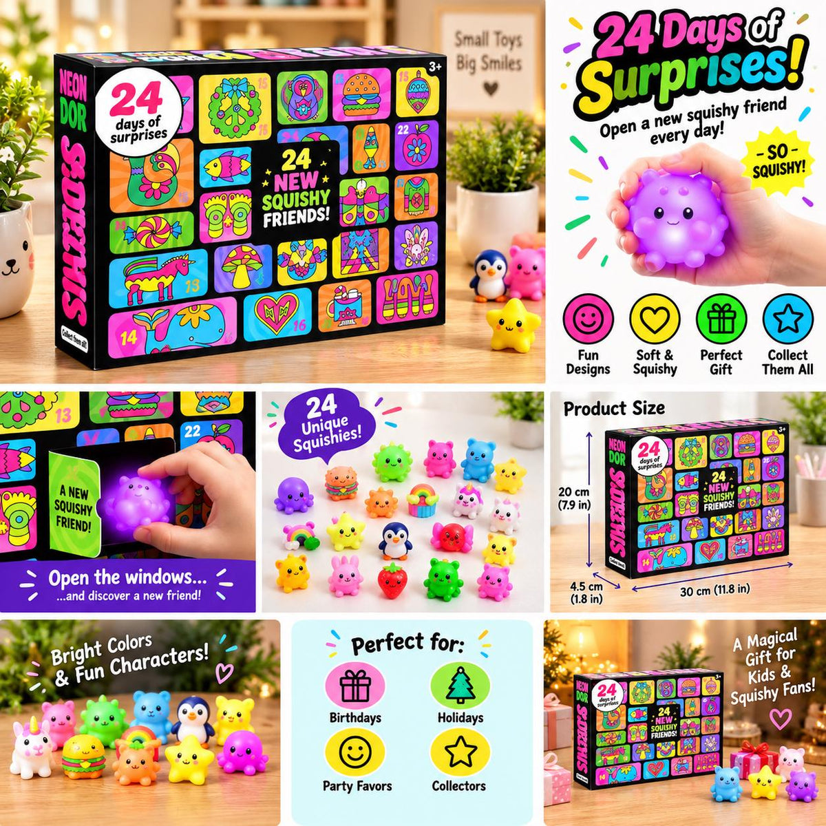 Kids Squishy Advent Calendar – 24 Christmas Countdown Surprise Toys