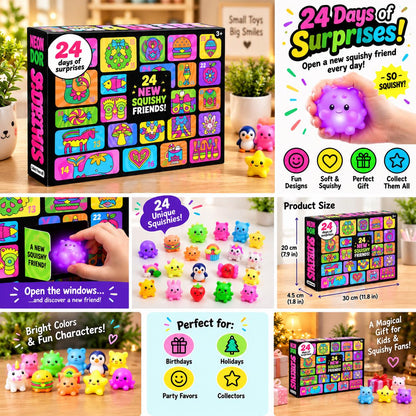 Kids Squishy Advent Calendar – 24 Christmas Countdown Surprise Toys