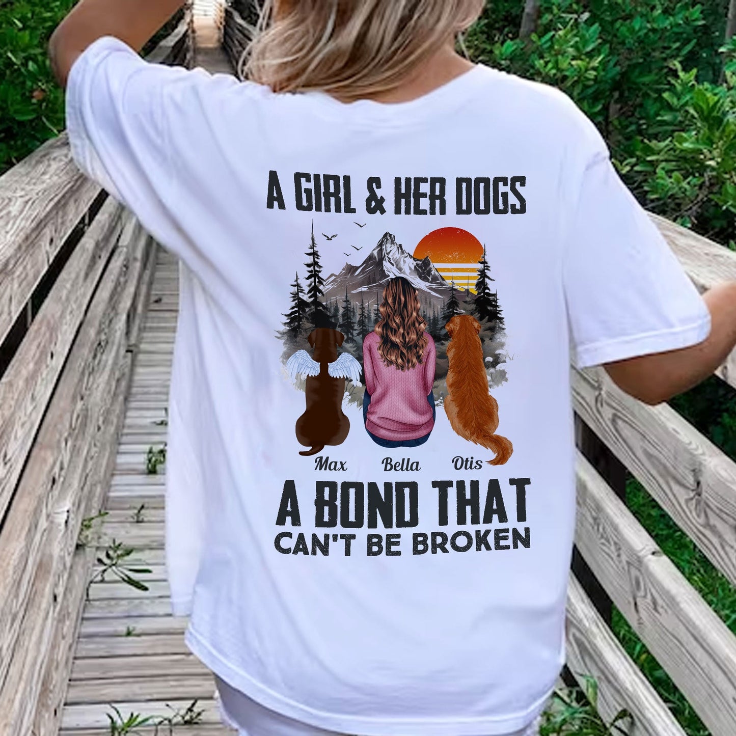 A Bond Between A Girl & Her Dog - Personalized Back Printed Shirt