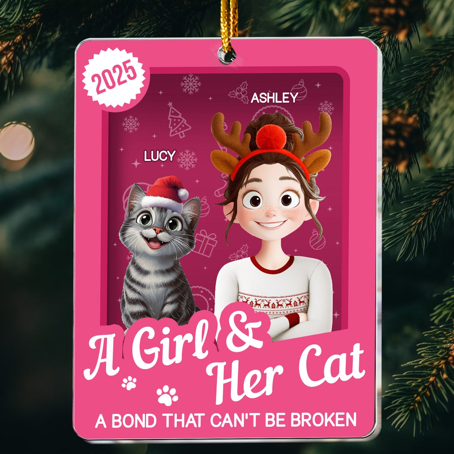 A Girl & Her Cats Has Unbreakable Bond Toy Box - Personalized Acrylic Ornament