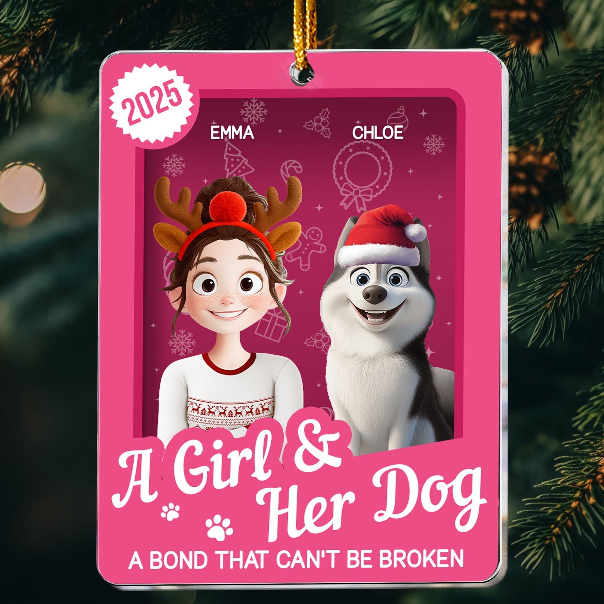 A Girl & Her Dogs Has Unbreakable Bond Toy Box - Personalized Acrylic Ornament
