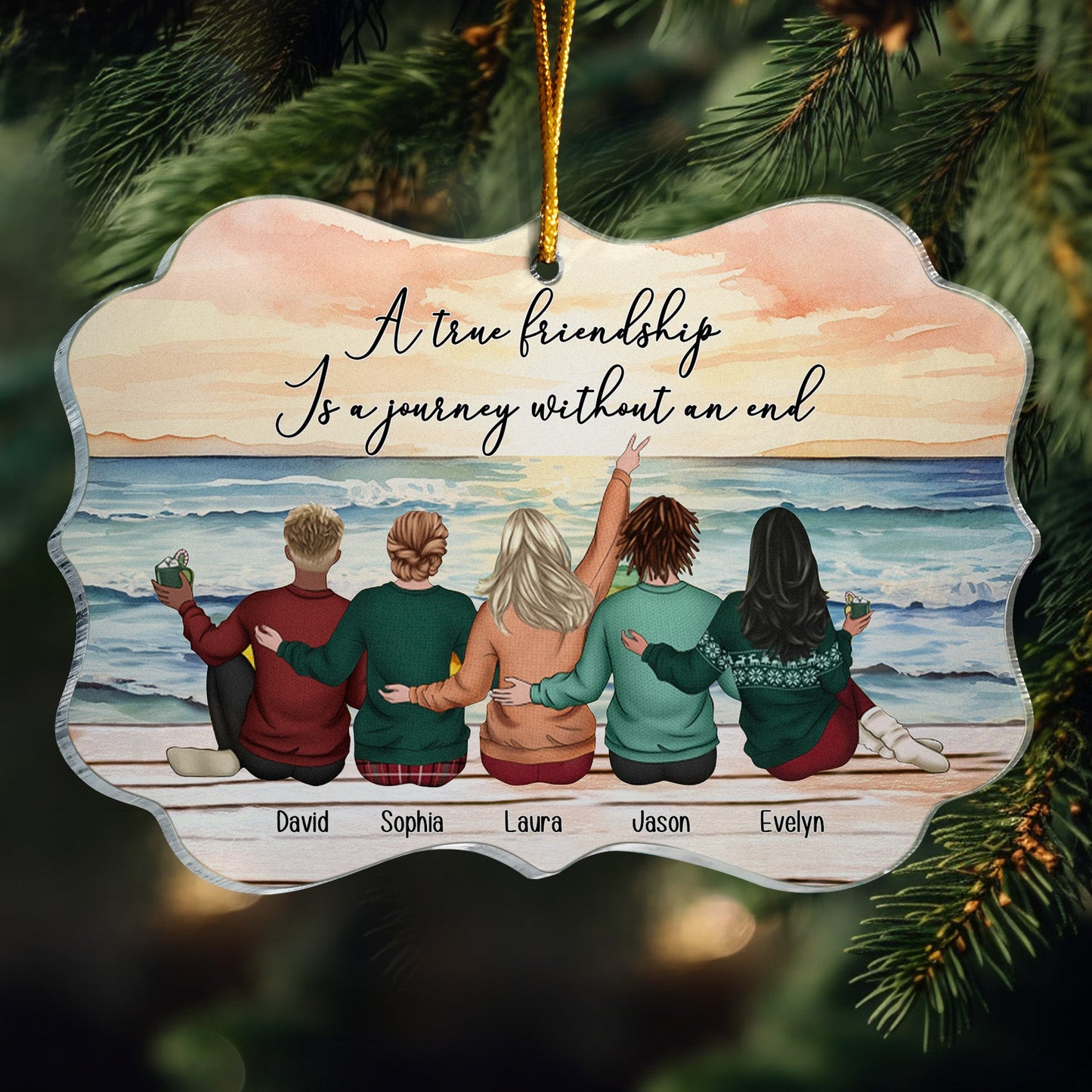 A True Friendship Is A Journey Without An End - Personalized Acrylic Ornament - Gift For Friend