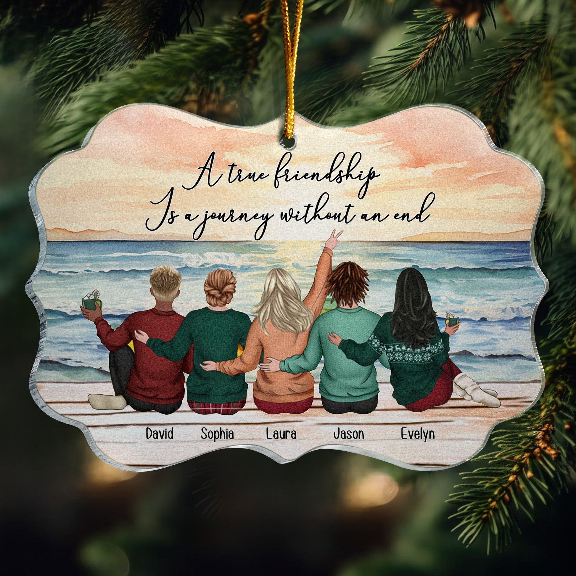 A True Friendship Is A Journey Without An End - Personalized Acrylic Ornament - Gift For Friend