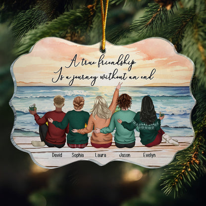 A True Friendship Is A Journey Without An End - Personalized Acrylic Ornament - Gift For Friend