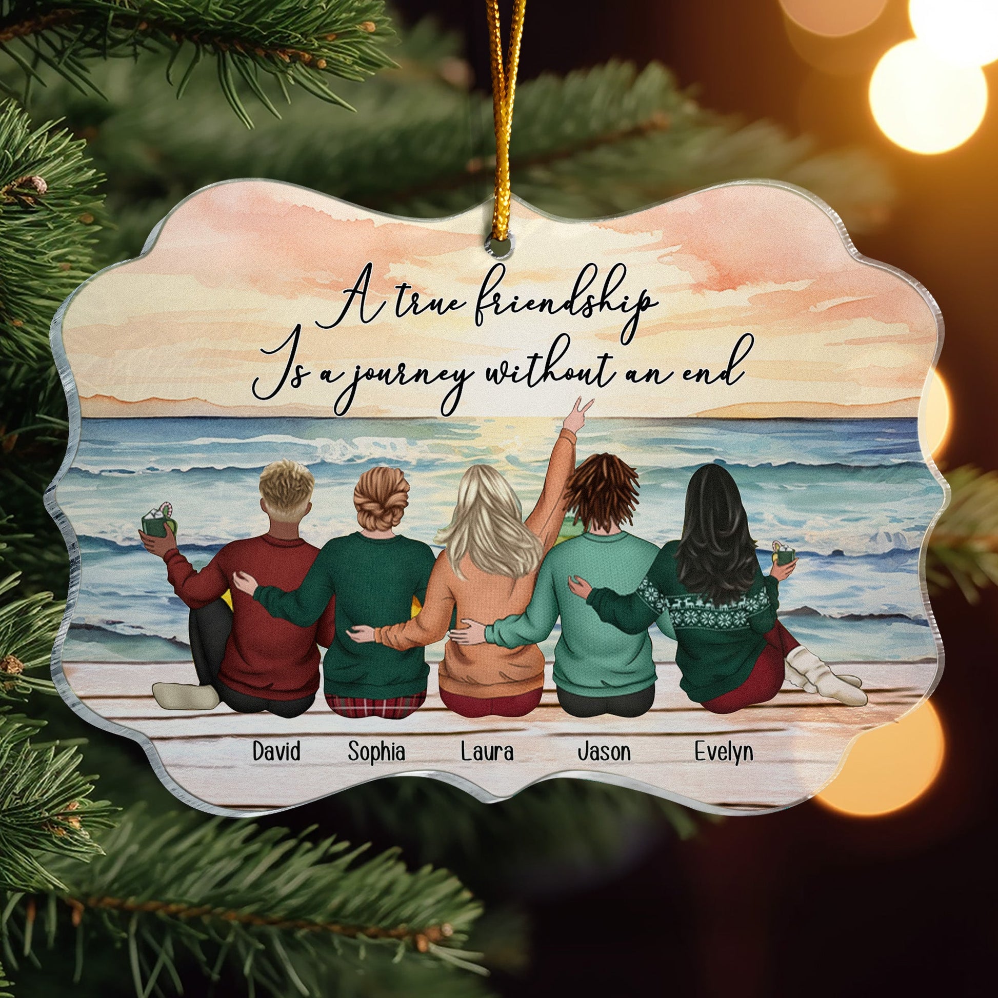 A True Friendship Is A Journey Without An End - Personalized Acrylic Ornament - Gift For Friend