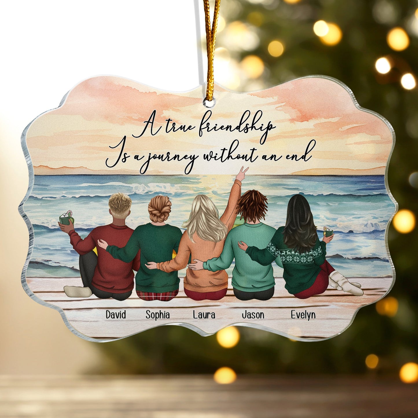 A True Friendship Is A Journey Without An End - Personalized Acrylic Ornament - Gift For Friend