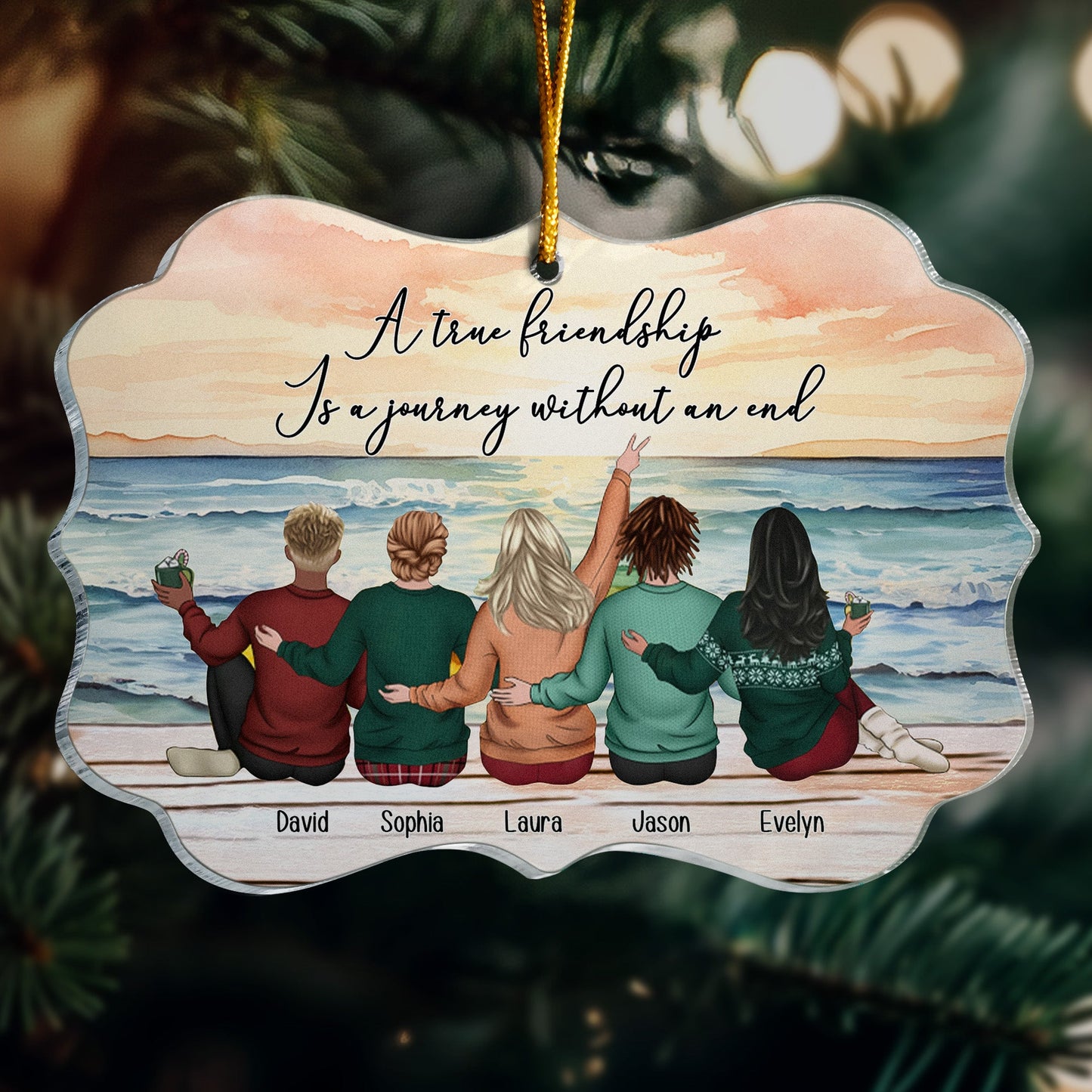 A True Friendship Is A Journey Without An End - Personalized Acrylic Ornament - Gift For Friend