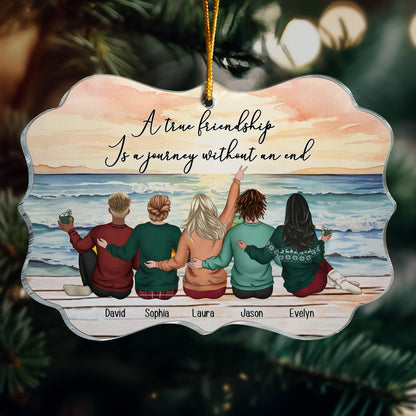 A True Friendship Is A Journey Without An End - Personalized Acrylic Ornament - Gift For Friend