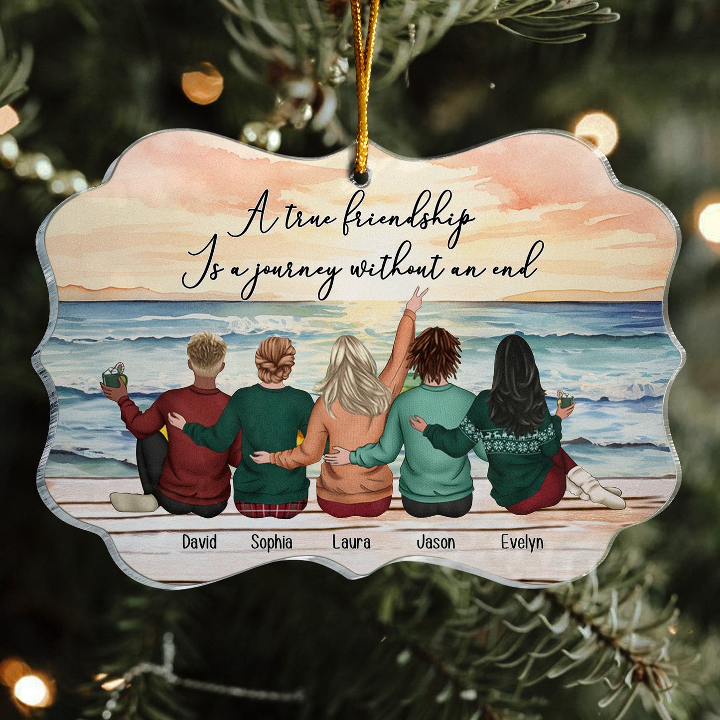 A True Friendship Is A Journey Without An End - Personalized Acrylic Ornament - Gift For Friend
