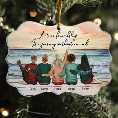A True Friendship Is A Journey Without An End - Personalized Acrylic Ornament - Gift For Friend
