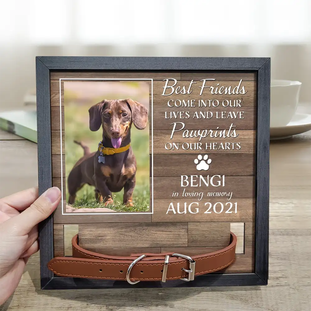 Custom Photo My Hardest Goodbye For Dog Lovers And Cat Lovers - Personalized Pet Loss Sign, Collar Frame
