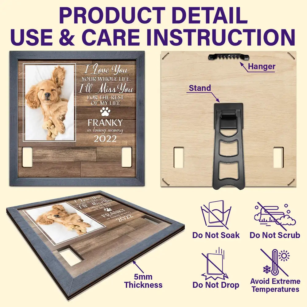 Custom Photo My Hardest Goodbye For Dog Lovers And Cat Lovers - Personalized Pet Loss Sign, Collar Frame