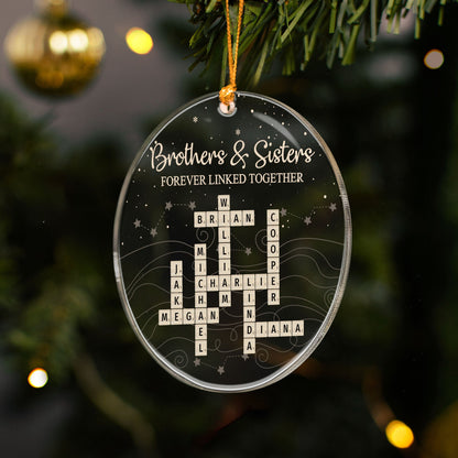 Brothers & Sisters Forever Linked Together Scrabble 2026 Christmas Ornament - Personalized Acrylic Ornament