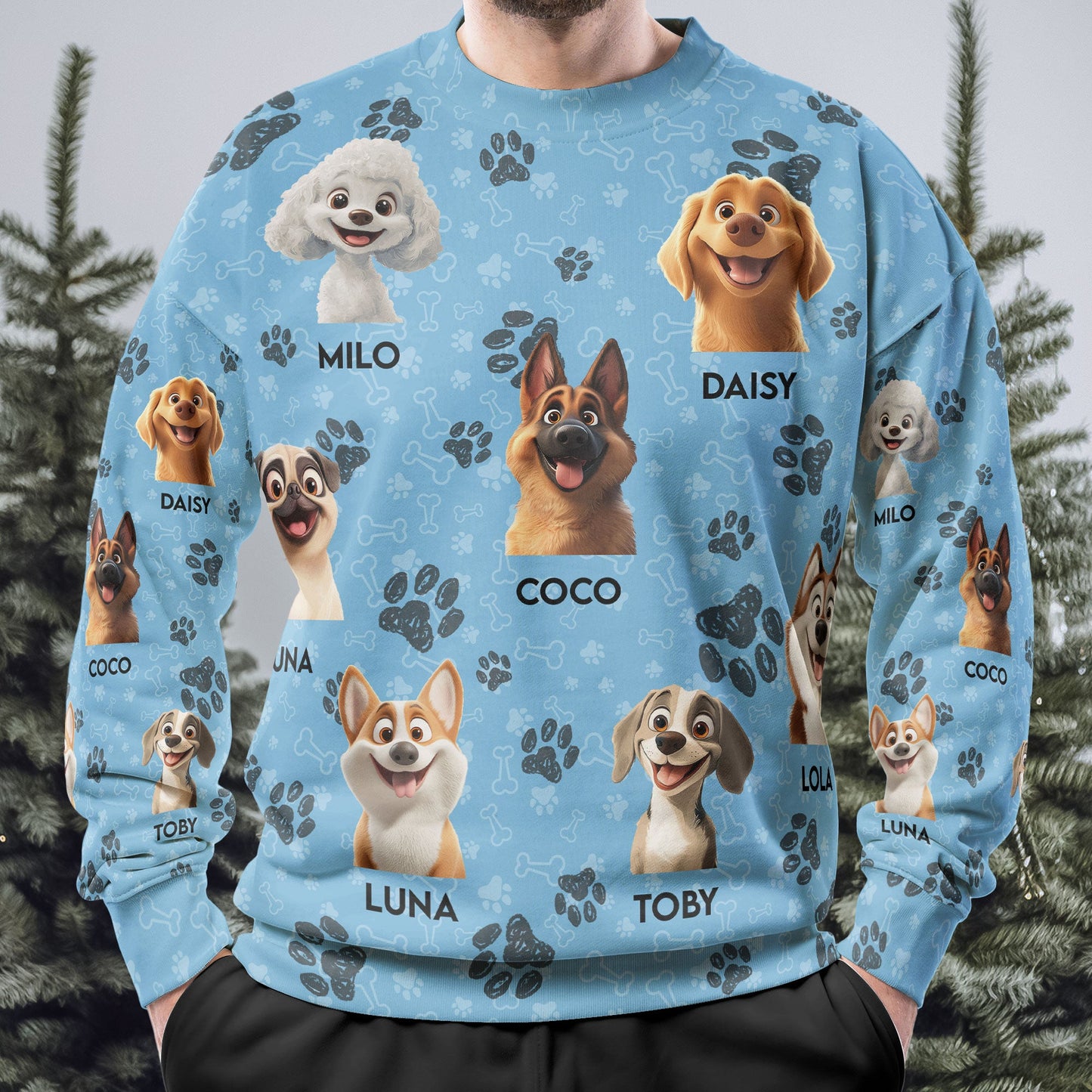 Custom Cartoon Dog Gift For Dog Lovers New Version- Personalized 3D Printed Sweatshirt