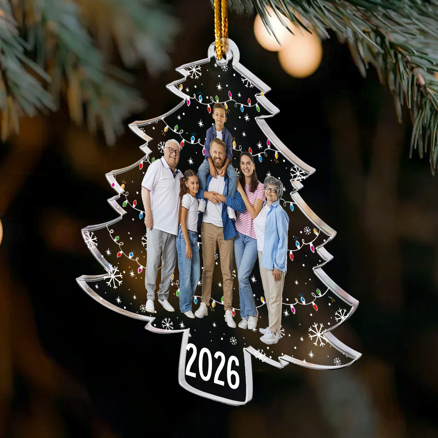 Custom Photo On Christmas Tree - Personalized Acrylic Photo Ornament