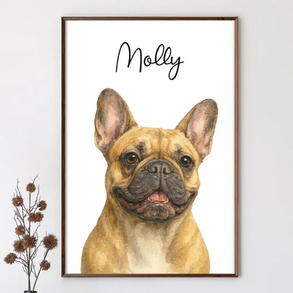 Custom Photo Realistic Watercolor Art Dog Cat Pet Portrait - Personalized Poster