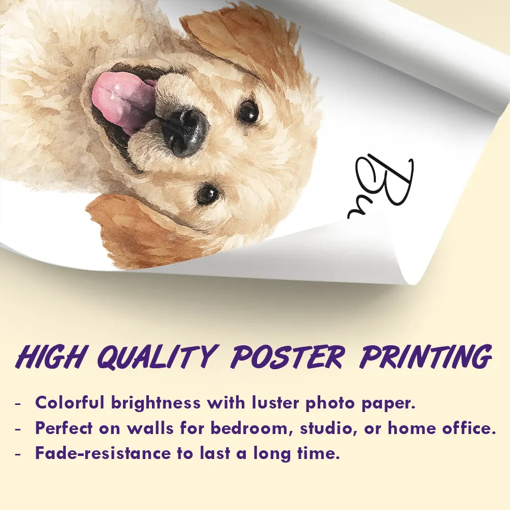 Custom Photo Realistic Watercolor Art Dog Cat Pet Portrait - Personalized Poster
