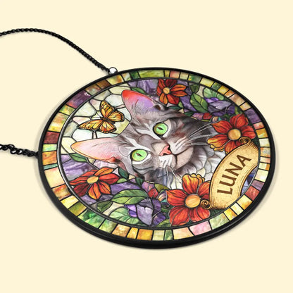 Custom Photo Stained Glass Portrait Dog Cat - Personalized Stained Glass Window Hanging Suncatcher