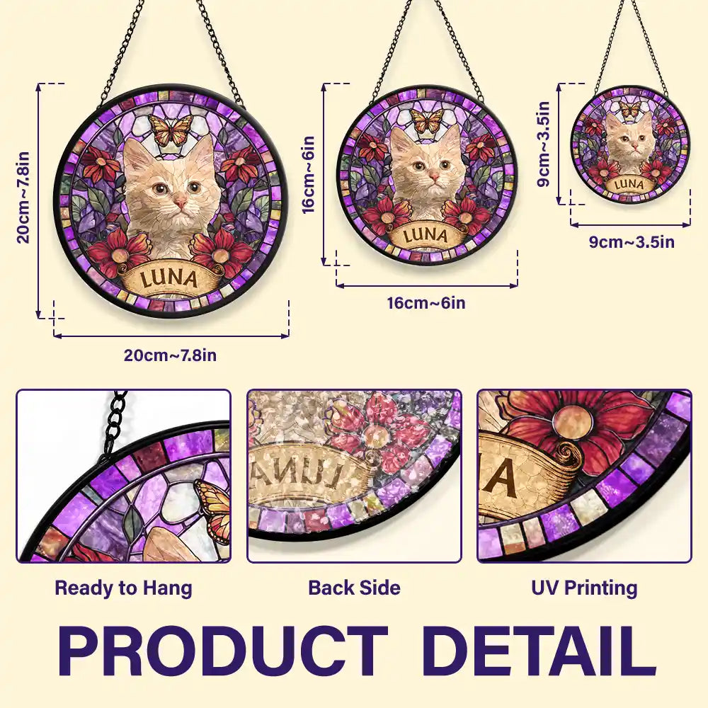 Custom Photo Stained Glass Portrait Dog Cat - Personalized Stained Glass Window Hanging Suncatcher