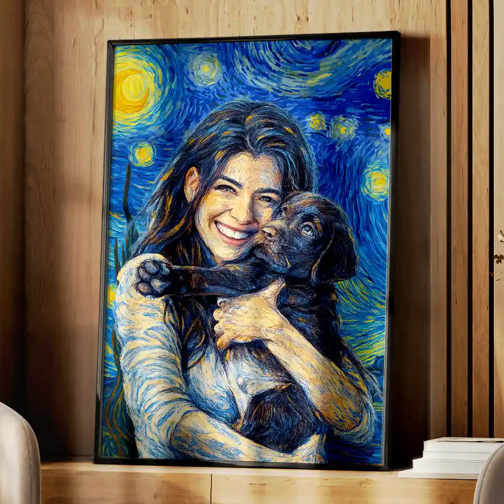 Custom Photo Starry Night Dog Mom Cat Mom - Personalized Poster
