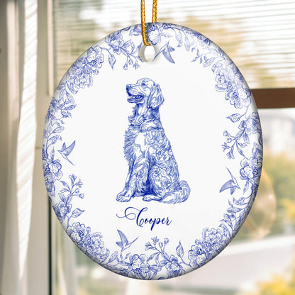 Dog Lover Toile De Jouy Vintage French Style Gift - Personalized Ceramic Ornament