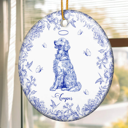 Dog Memorial Toile De Jouy Vintage Style Gift - Personalized Ceramic Ornament