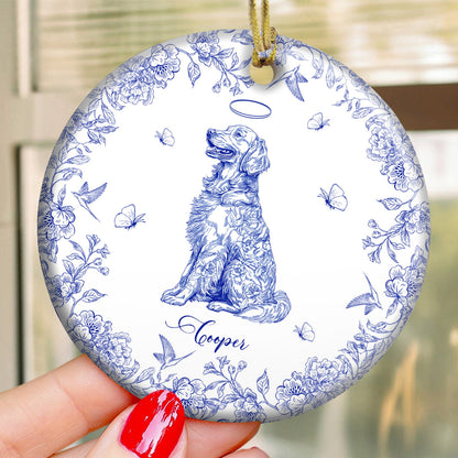 Dog Memorial Toile De Jouy Vintage Style Gift - Personalized Ceramic Ornament