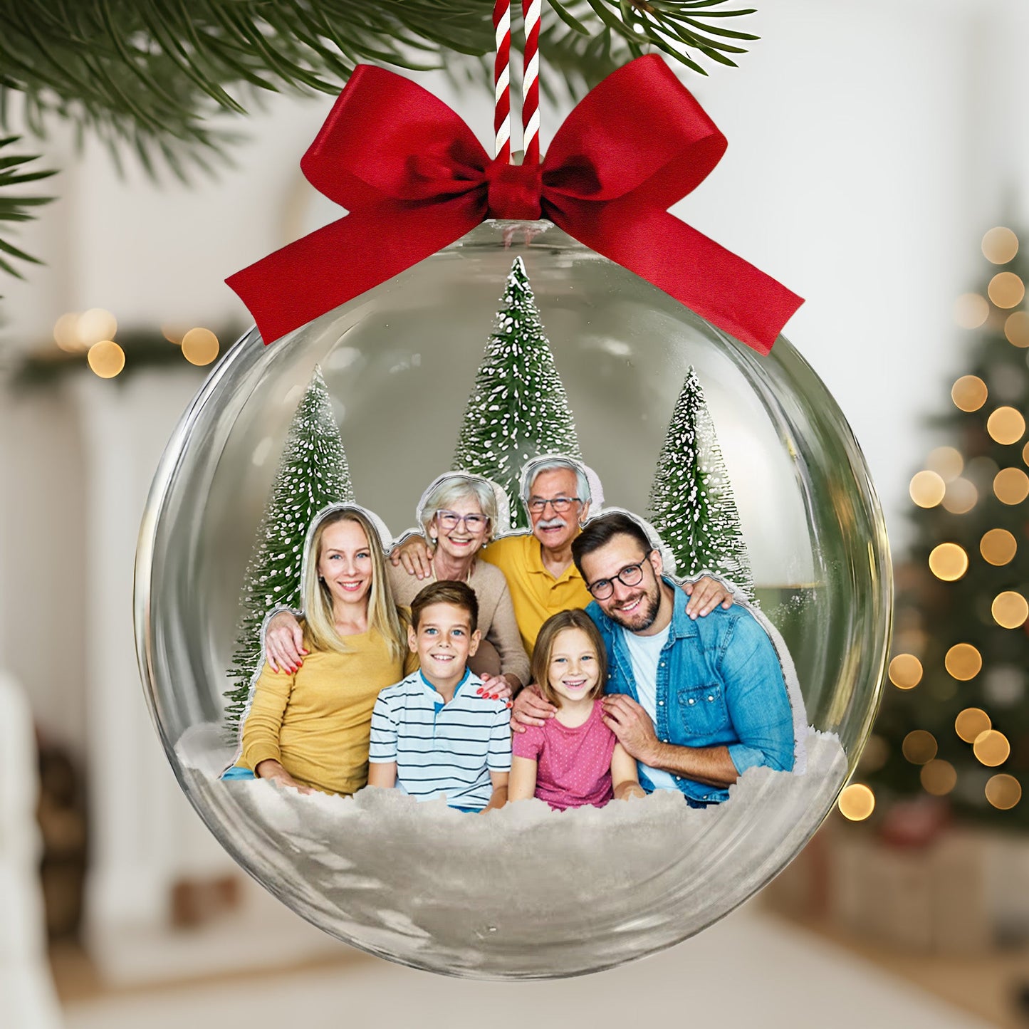 2026 Christmas Ornaments With Family Picture, Custom Family Photo - Personalized Acrylic Ball Ornament