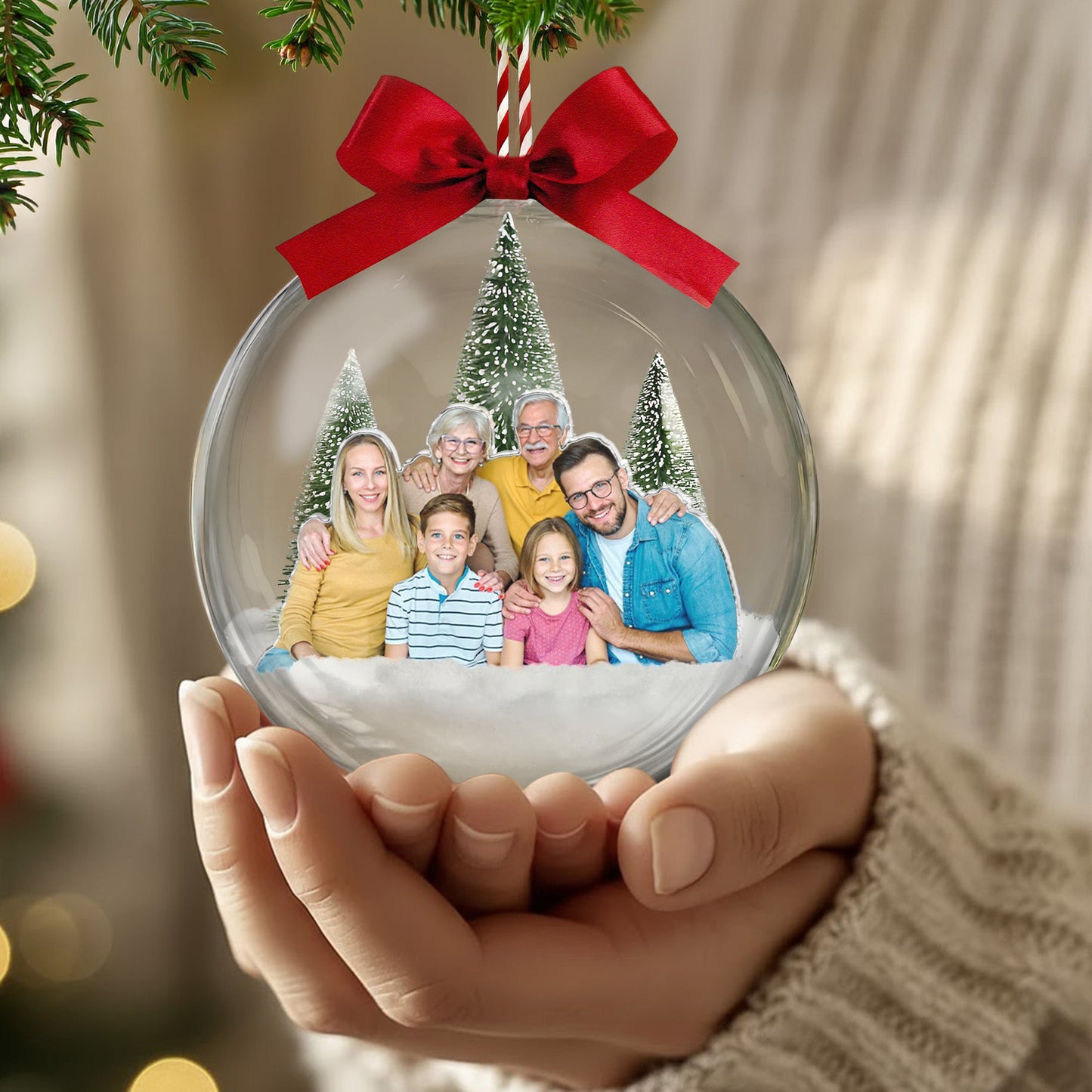 2026 Christmas Ornaments With Family Picture, Custom Family Photo - Personalized Acrylic Ball Ornament