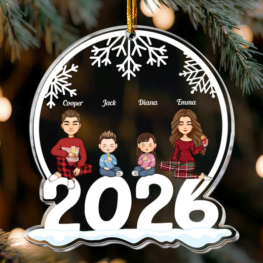 Family Of 3, 4, 5, 6 Jolly Christmas - Personalized 2026 Family Ornament