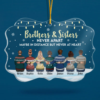 Family Never Apart In Heart - Personalized Siblings Ornament