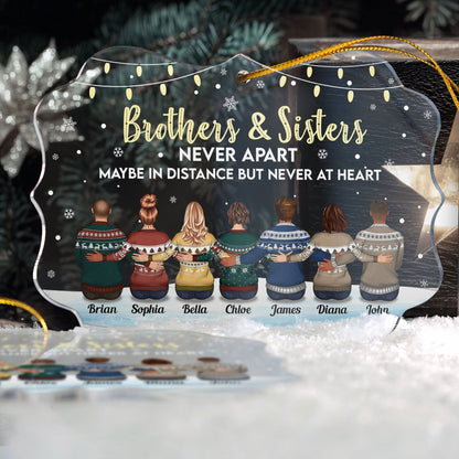 Family Never Apart In Heart - Personalized Siblings Ornament