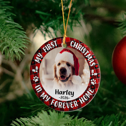 First Christmas Dog Cat - Personalized Ceramic Photo Ornament