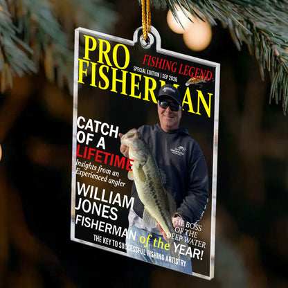 Fisherman Of The Year! - Personalized Acrylic Photo Ornament