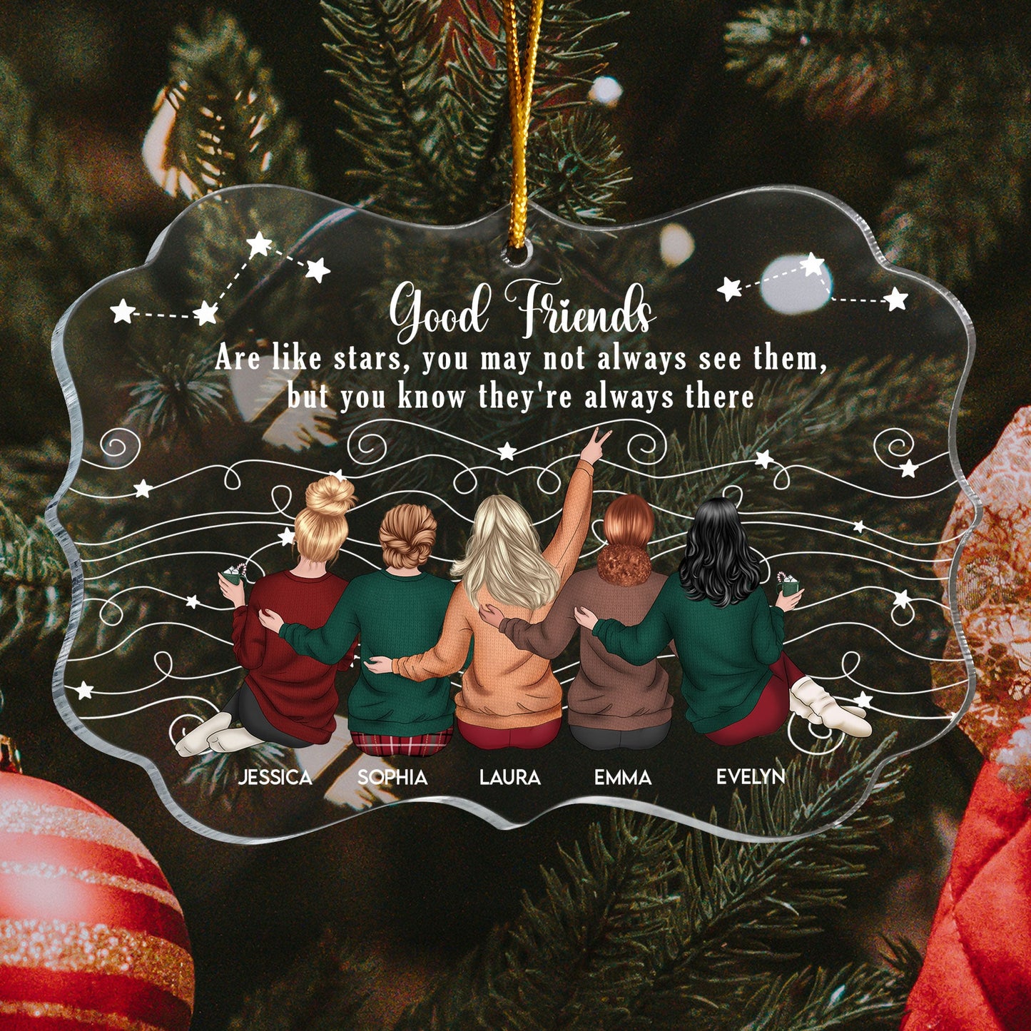 Friends Like Star - Thank You Gifts For Friends, Sisters - Personalized Acrylic Ornament - Gift For Friend