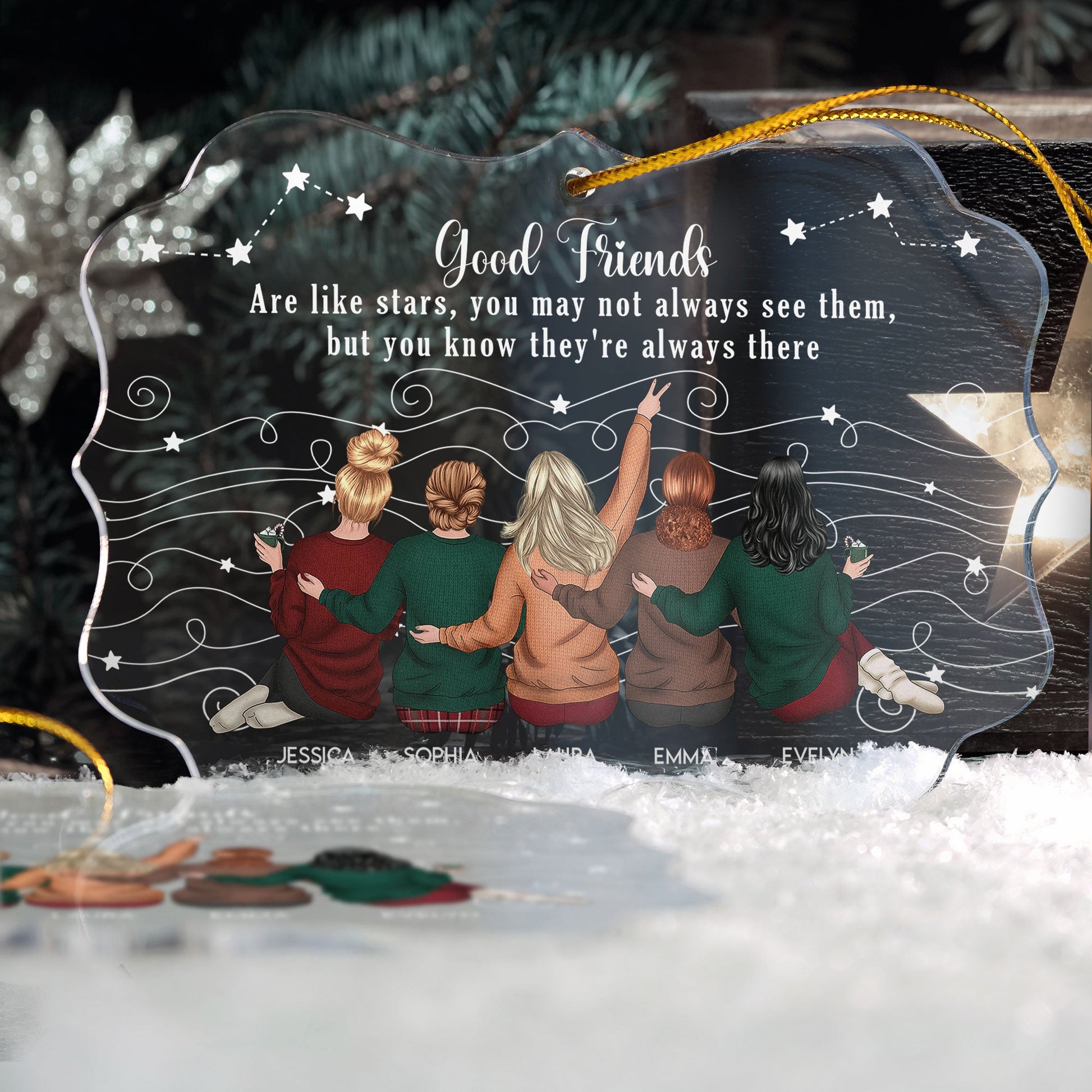 Friends Like Star - Thank You Gifts For Friends, Sisters - Personalized Acrylic Ornament - Gift For Friend