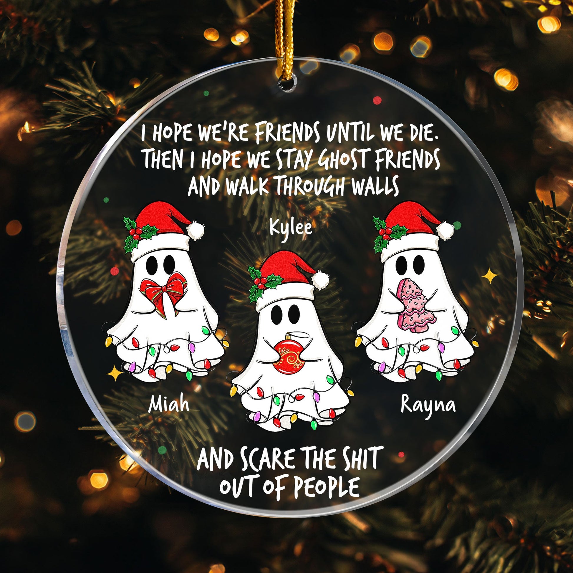 Ghost Friends Funny - Personalized Acrylic Ornament - Gift For Friend, Halloween Ornament
