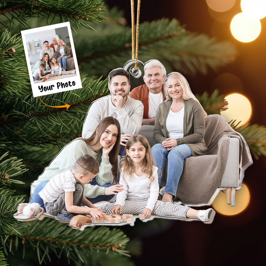 Gift For Family, Mom, Dad, Grandparents- Personalized Family Photo Ornament, Custom Shaped Ornament, Family Keepsake