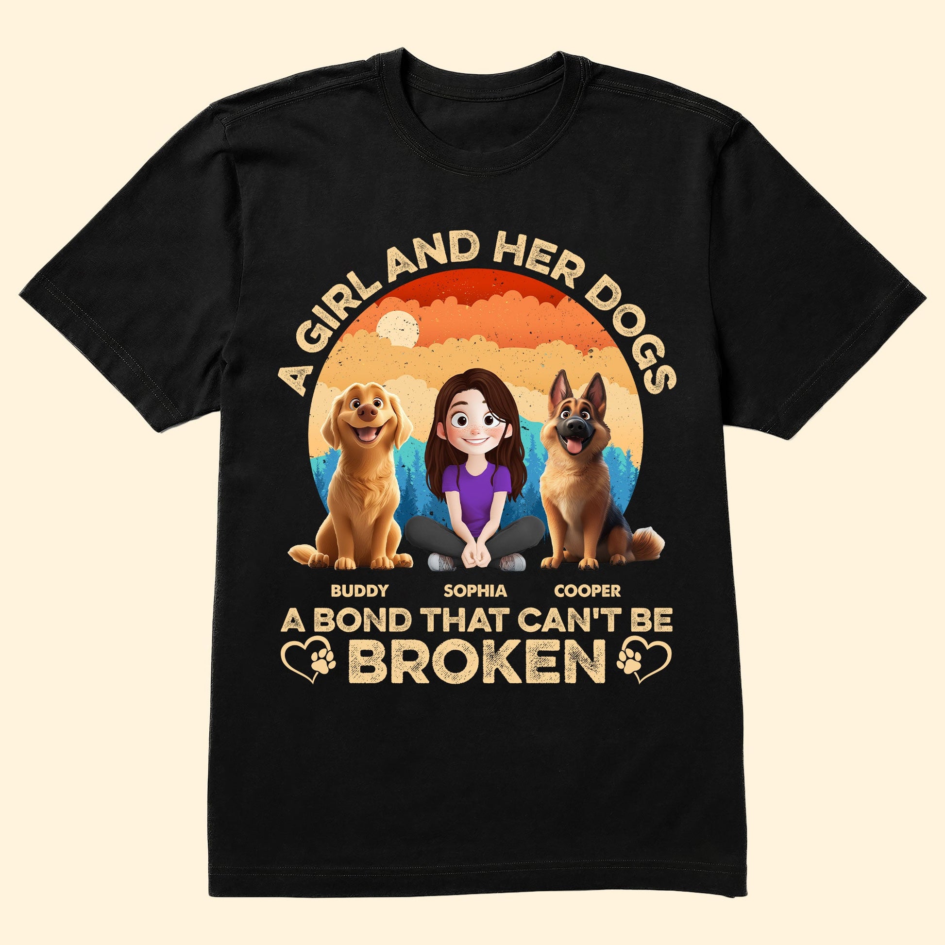 Girl And Her Dog - Vintage Version - Personalized Shirt