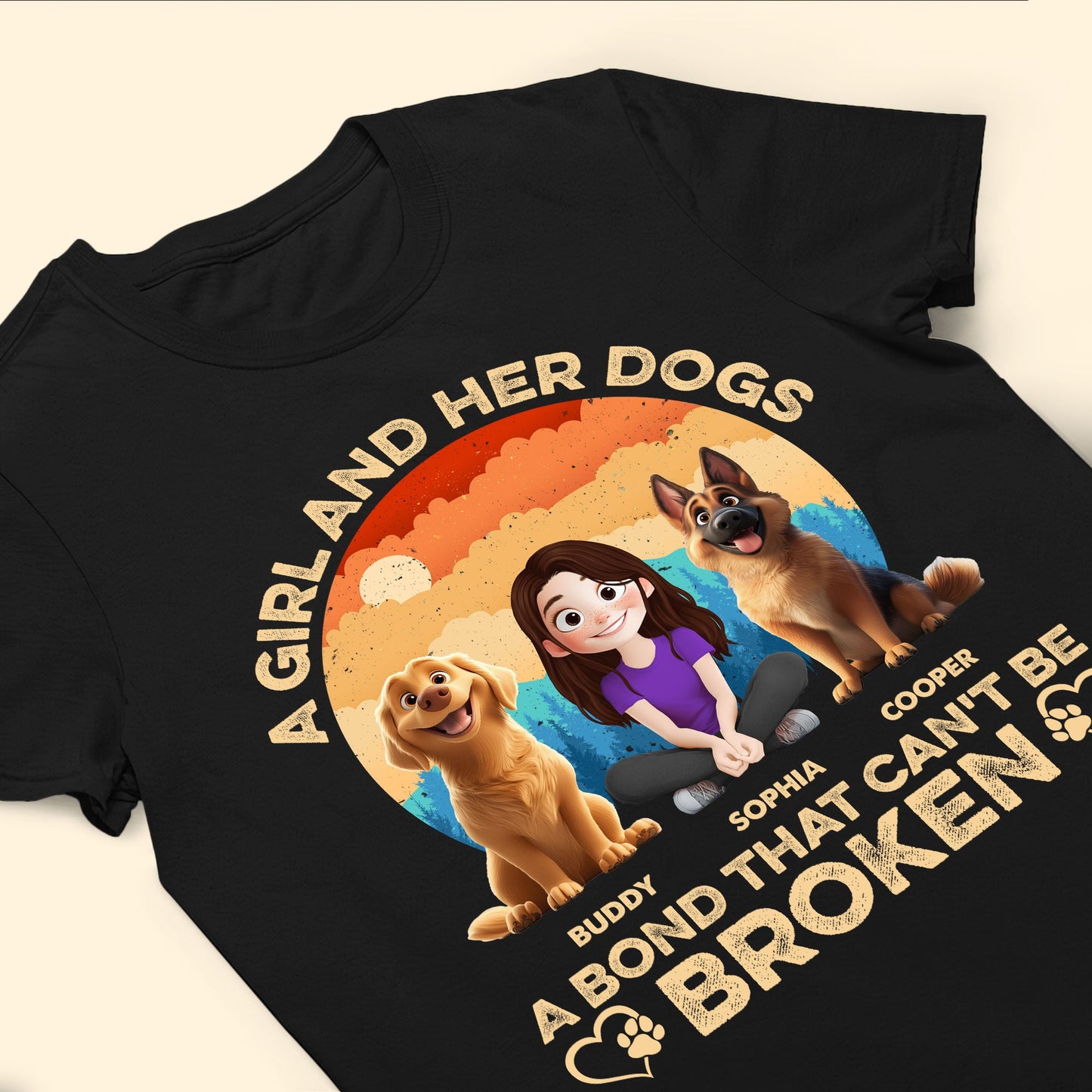 Girl And Her Dog - Vintage Version - Personalized Shirt