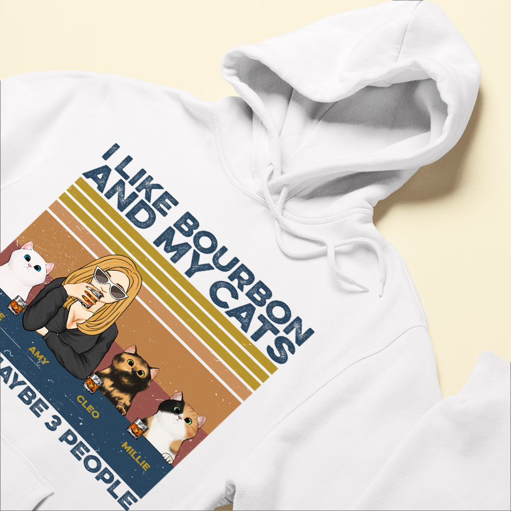 I Like Bourbon, Beer, Drinks And My Cats, And Maybe 3 People - Cat Custom Shirt