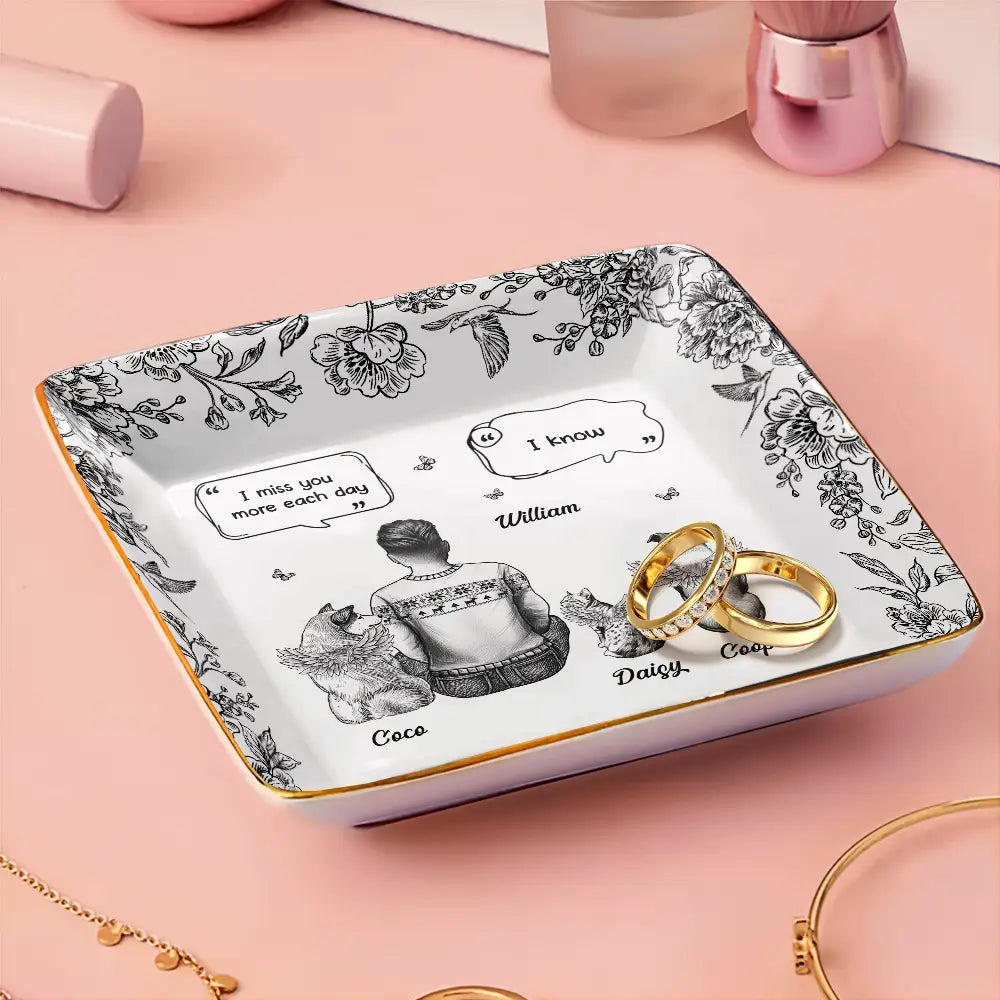 Toile De Jouy I Miss You Memorial Dog Cat - Personalized Ring Dish