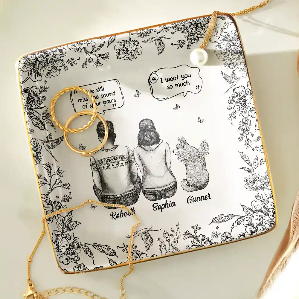 Toile De Jouy I Miss You Memorial Dog Cat - Personalized Ring Dish